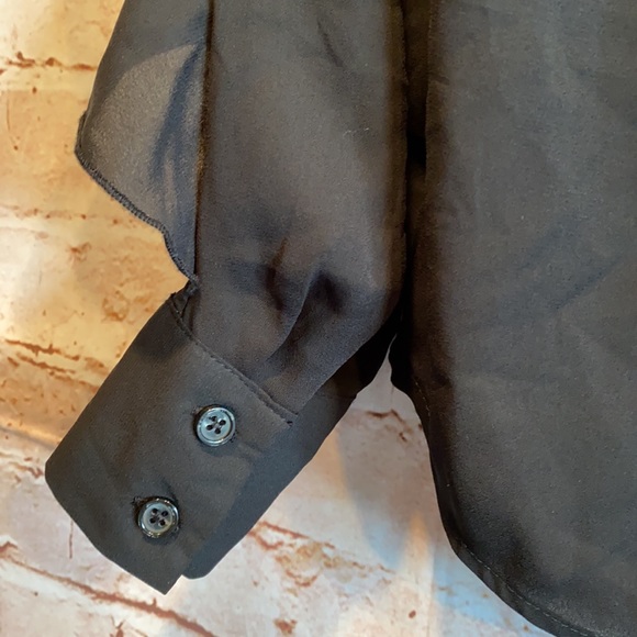 NWT Who What Wear Black blouse long sleeve ruffles - Picture 7 of 7